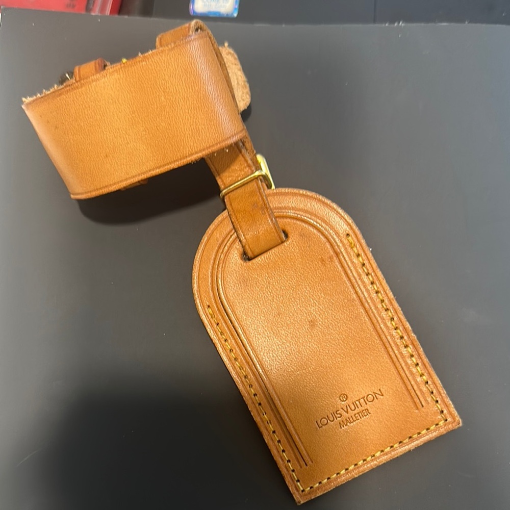 Louis Vuitton Brown Leather Bag Tag - Picture 1 of 4